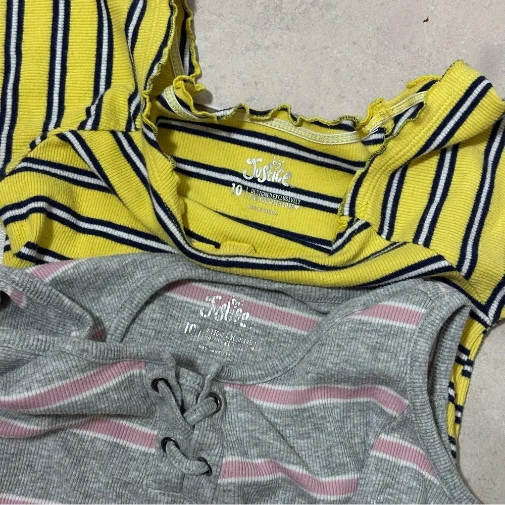 Justice‎ Girls Kids Ribbed Stripe Blouses Top size 10.